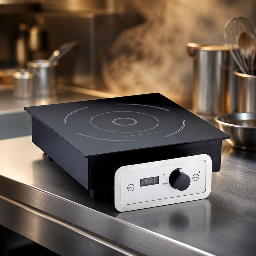 Commercial Induction Range Cooker 343mm Black Stainless Steel