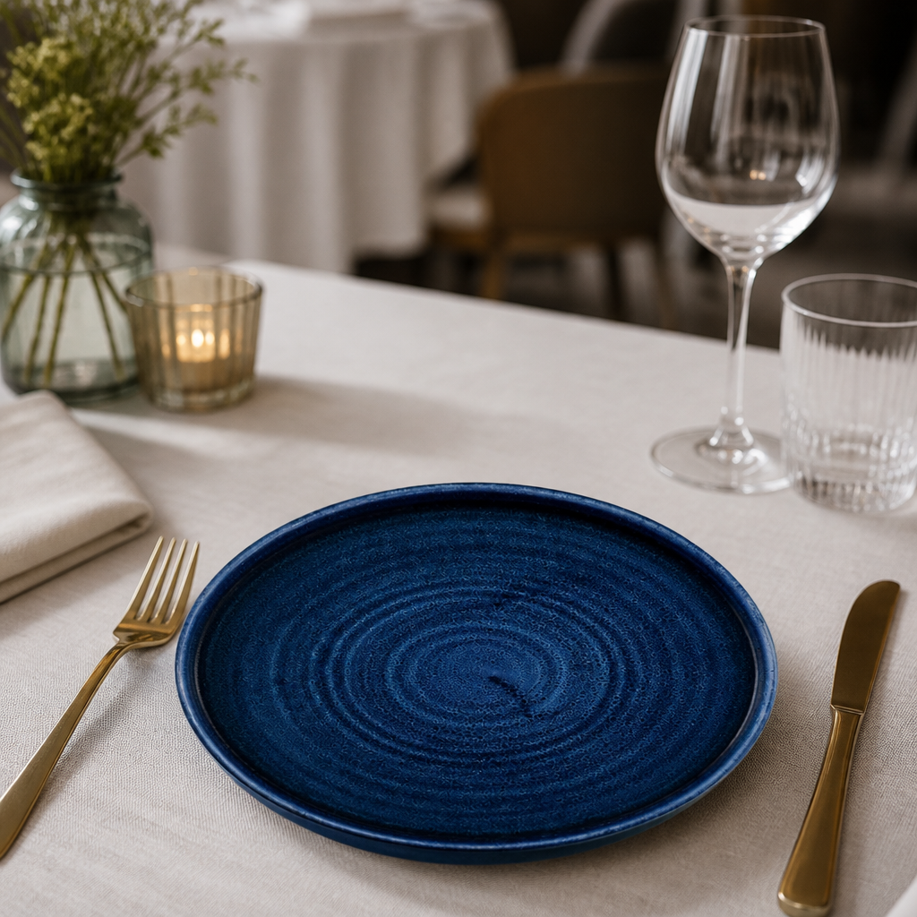 Commercial Walled Plates Plume Ultramarine 260mm in a pack of 6