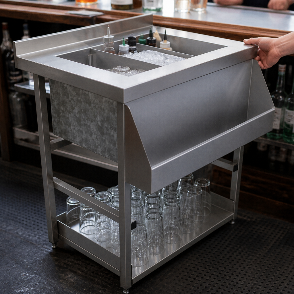 Commercial Modular Bar Ice Well 850mm with Speed Rail