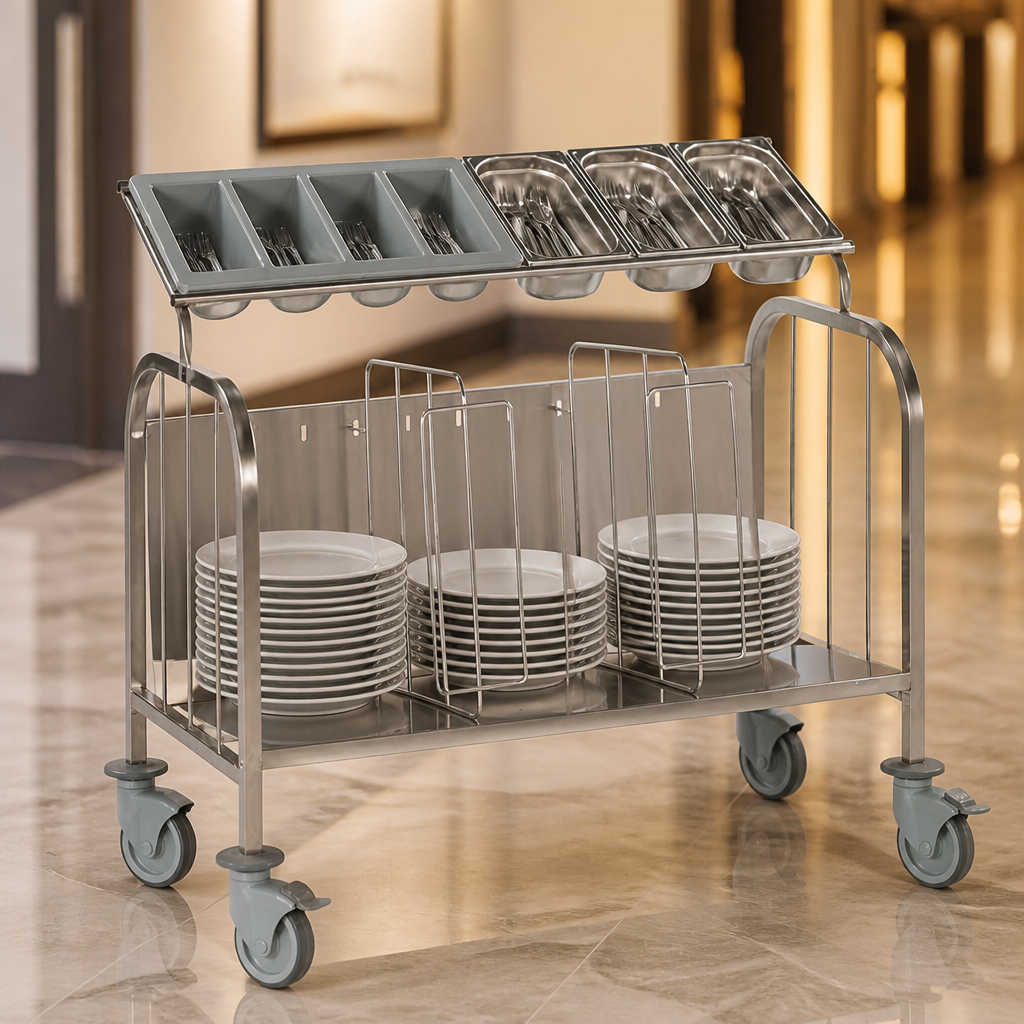 Low Plate and Cutlery Trolley for 400 plates