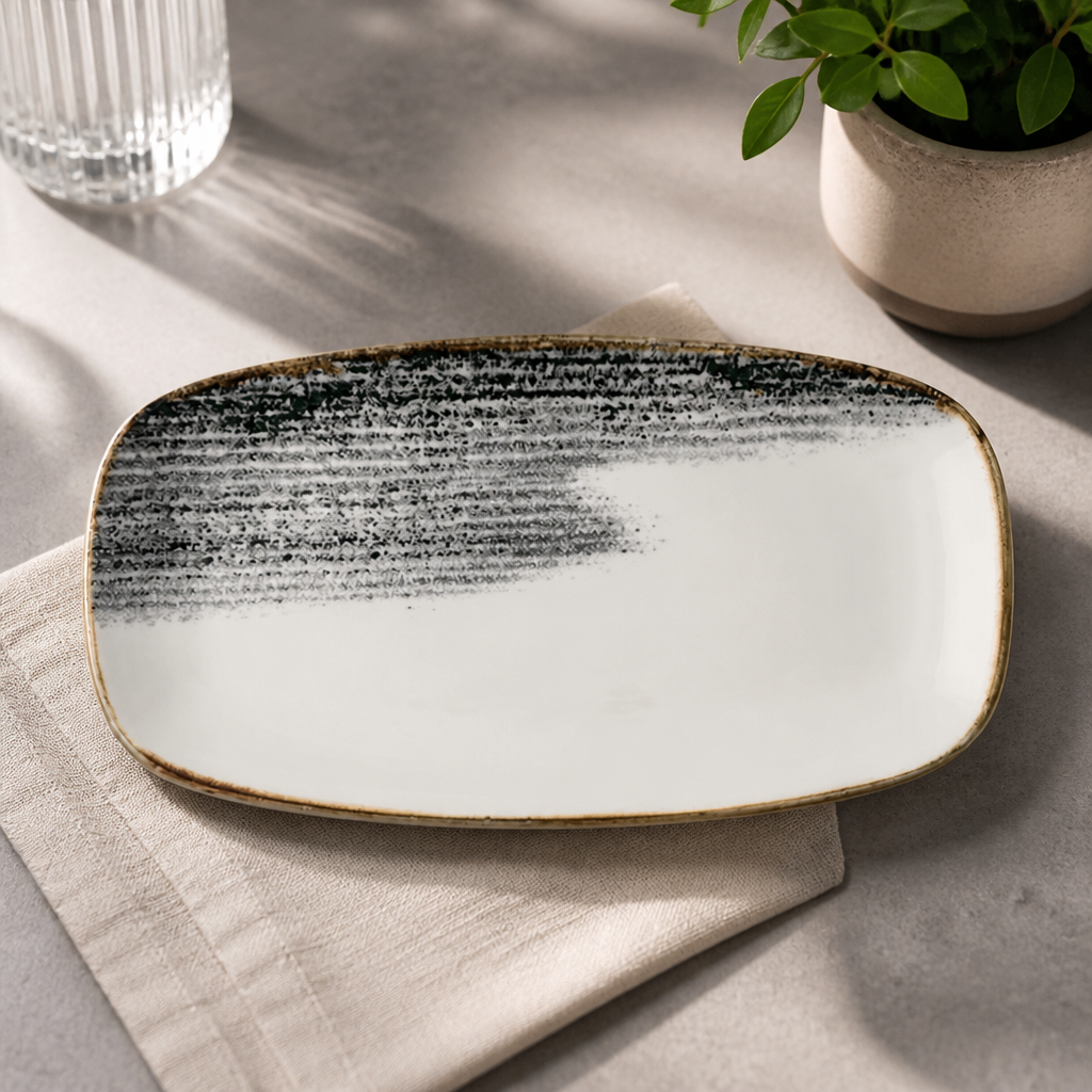 Commercial Oblong Chef's Plates 298x153mm - 12 Pack