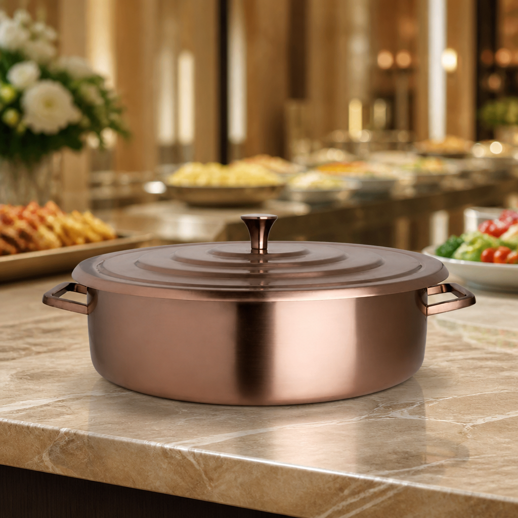 Commercial Brushed Bronze Round Chafer 9.1Ltr Dish
