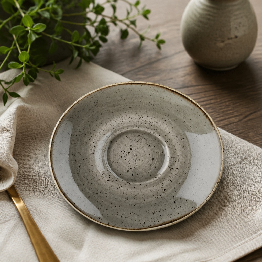 Commercial Round Cappuccino Saucer 185mm Peppercorn Grey