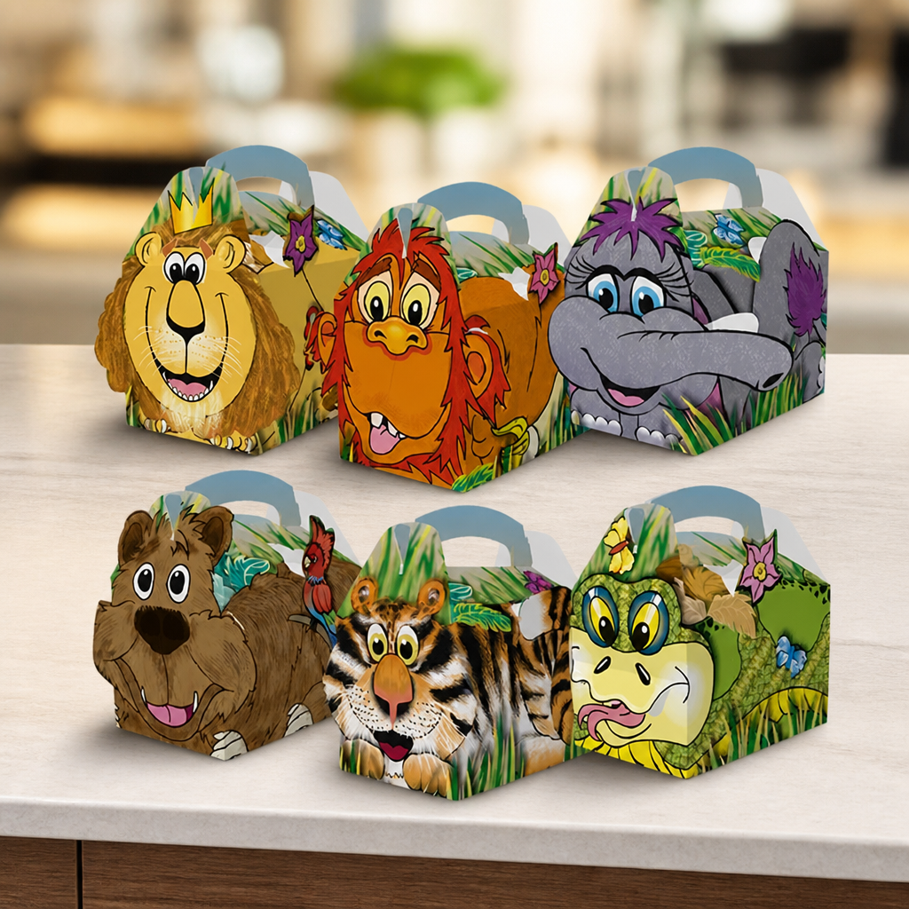 Kids Meal Boxes 250 Pack Jungle Lion Design for Parties