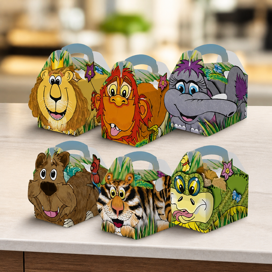 Kids Meal Boxes 250 Pack Jungle Lion Design for Parties