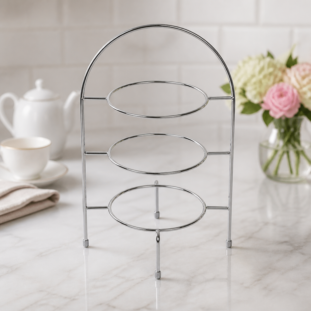 3-Tier Commercial Cake Stand for High Tea Service Silver
