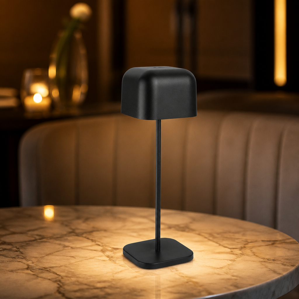 Commercial Table Lamp 300mm Cordless Aluminium Black