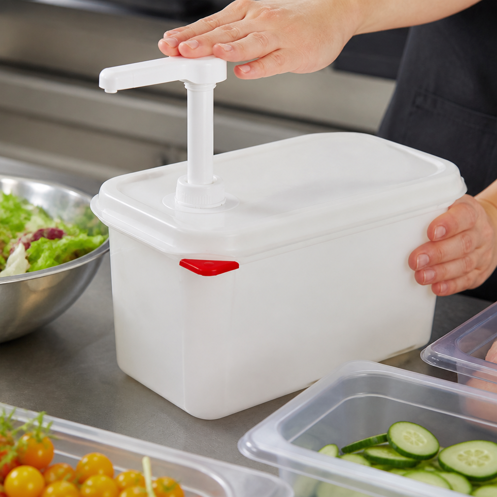 Commercial Sauce Dispenser with Pump 4.3L Capacity Clear