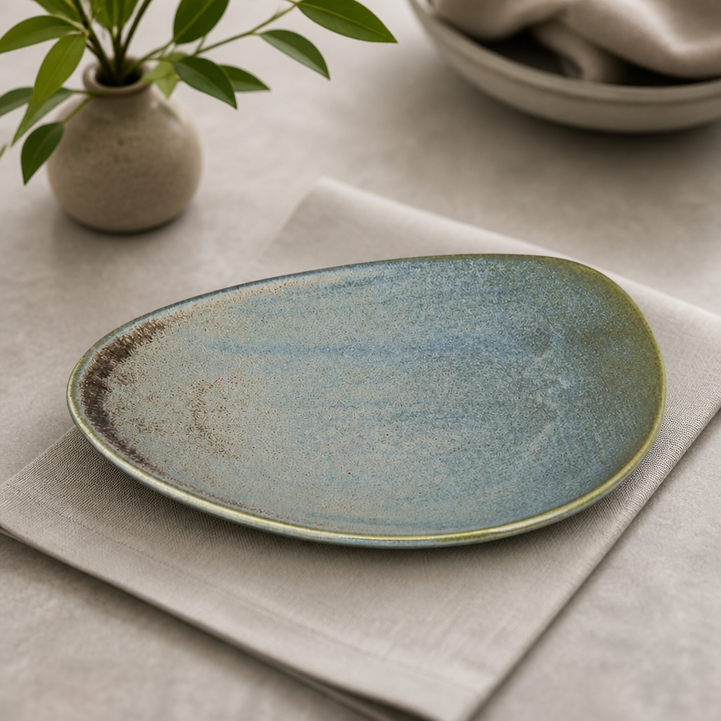 Commercial Ember Triangle Plates 250mm Blue Pack of 6