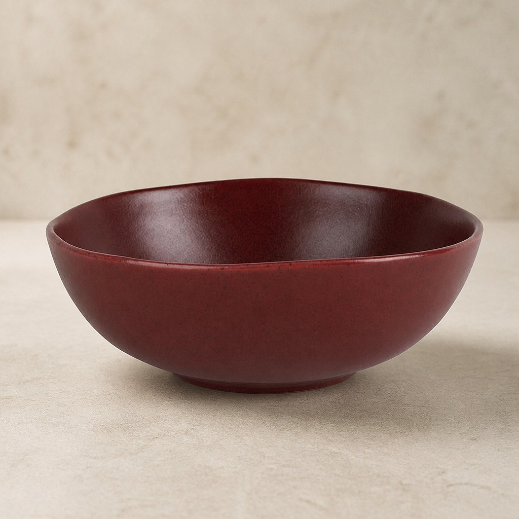 Commercial Ramen Bowls Deep Red 225mm Stoneware 4 Pack