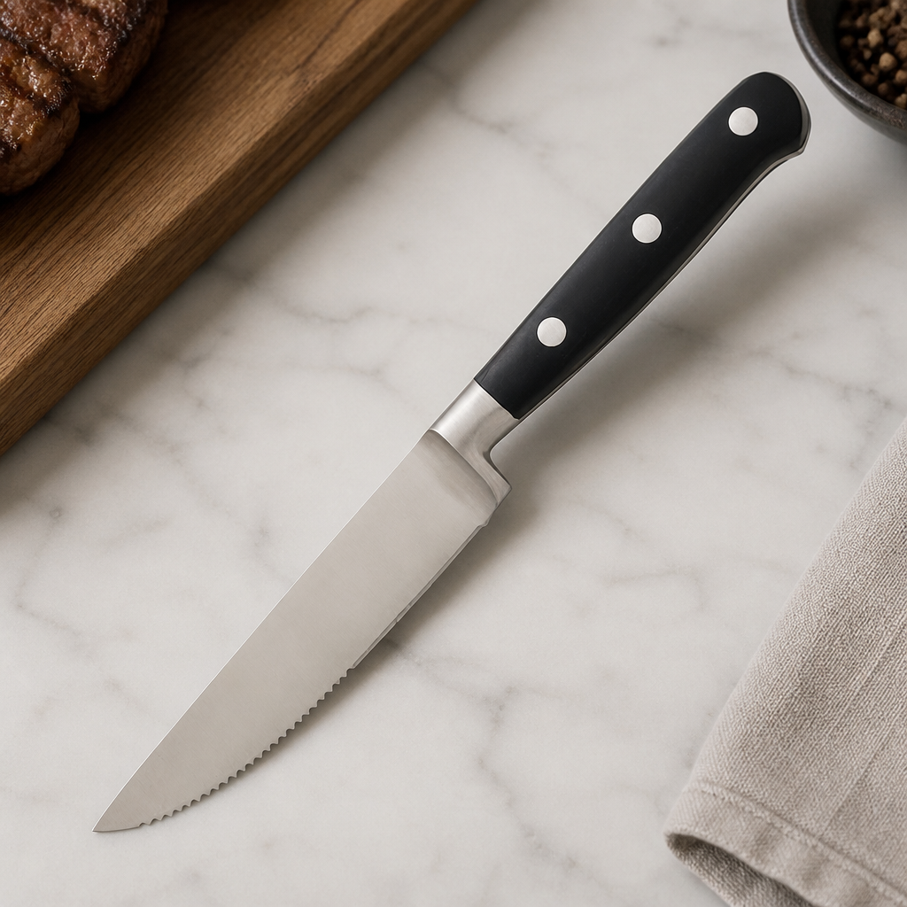 Commercial Steak Knives Black Handles 258mm Pack of 6
