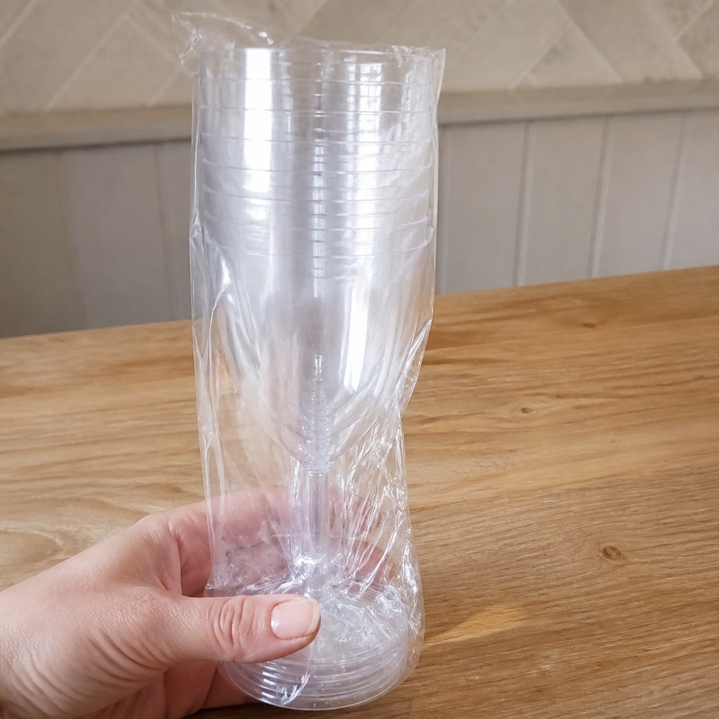 175ml Clear Plastic Wine Glasses - 48 Pack for Events