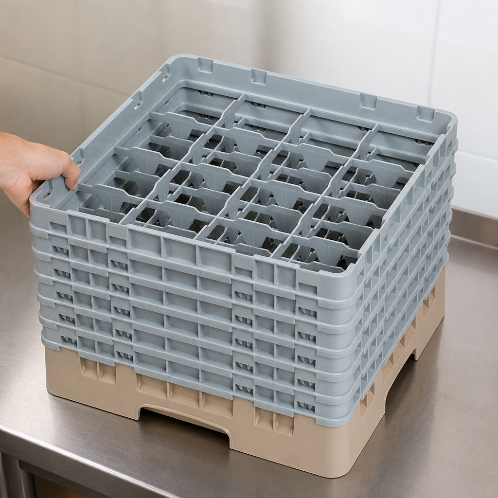 Commercial Glass Rack with 16 compartments for glassware