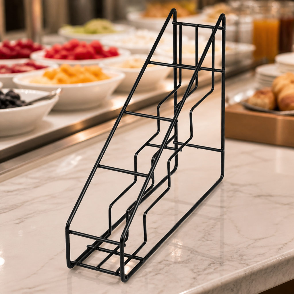 Commercial Syrup Bottle Stand Black Wire 400x105x320mm