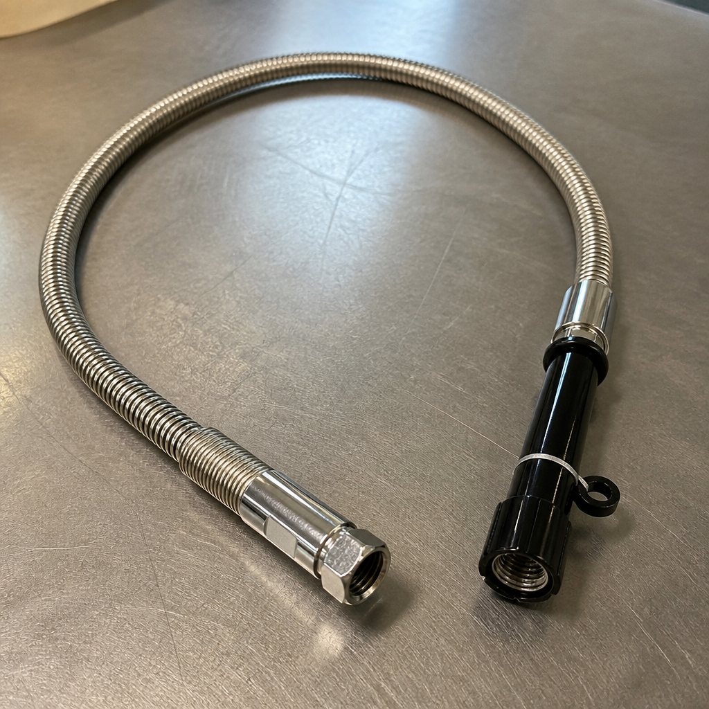 Commercial stainless steel hose assembly for pre rinse sprays
