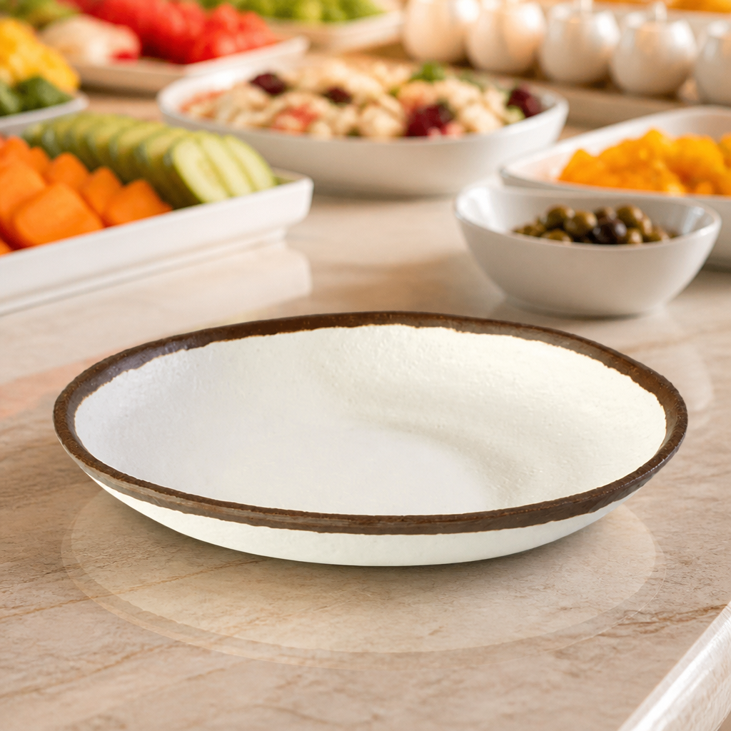 Commercial Dessert Plate 205mm Melamine Rustic Brown Finish