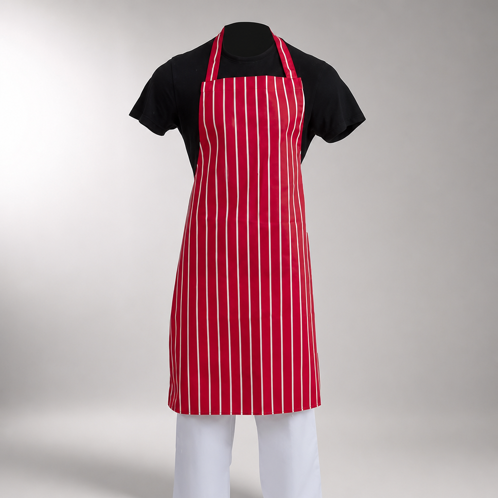 Commercial Butchers Stripe Bib Apron Red 710mm x 960mm