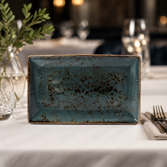 Commercial Rectangular Platter 270x167mm Rustic Blue 6 Pack