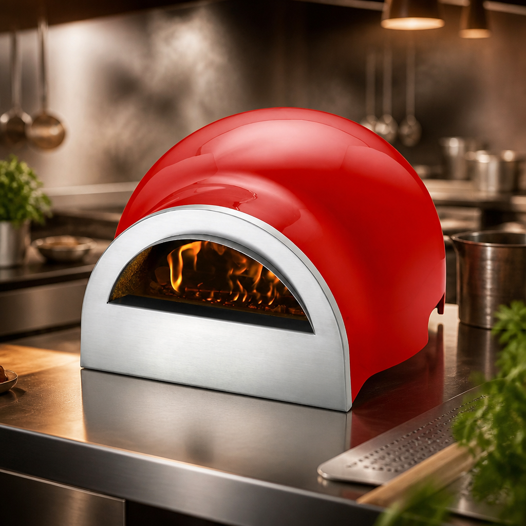 Commercial Single Deck Wood Fired Pizza Oven in Chilli Red
