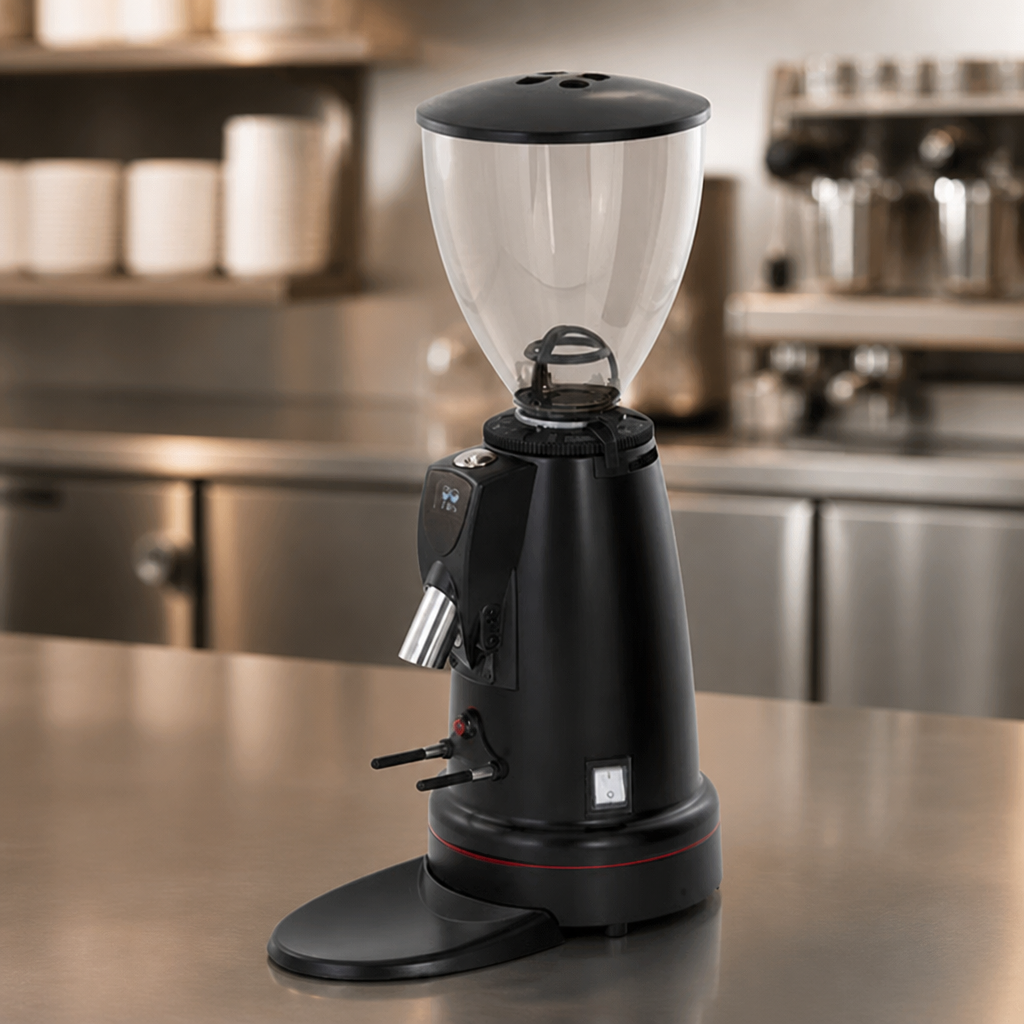 On demand commercial coffee grinder in black finish