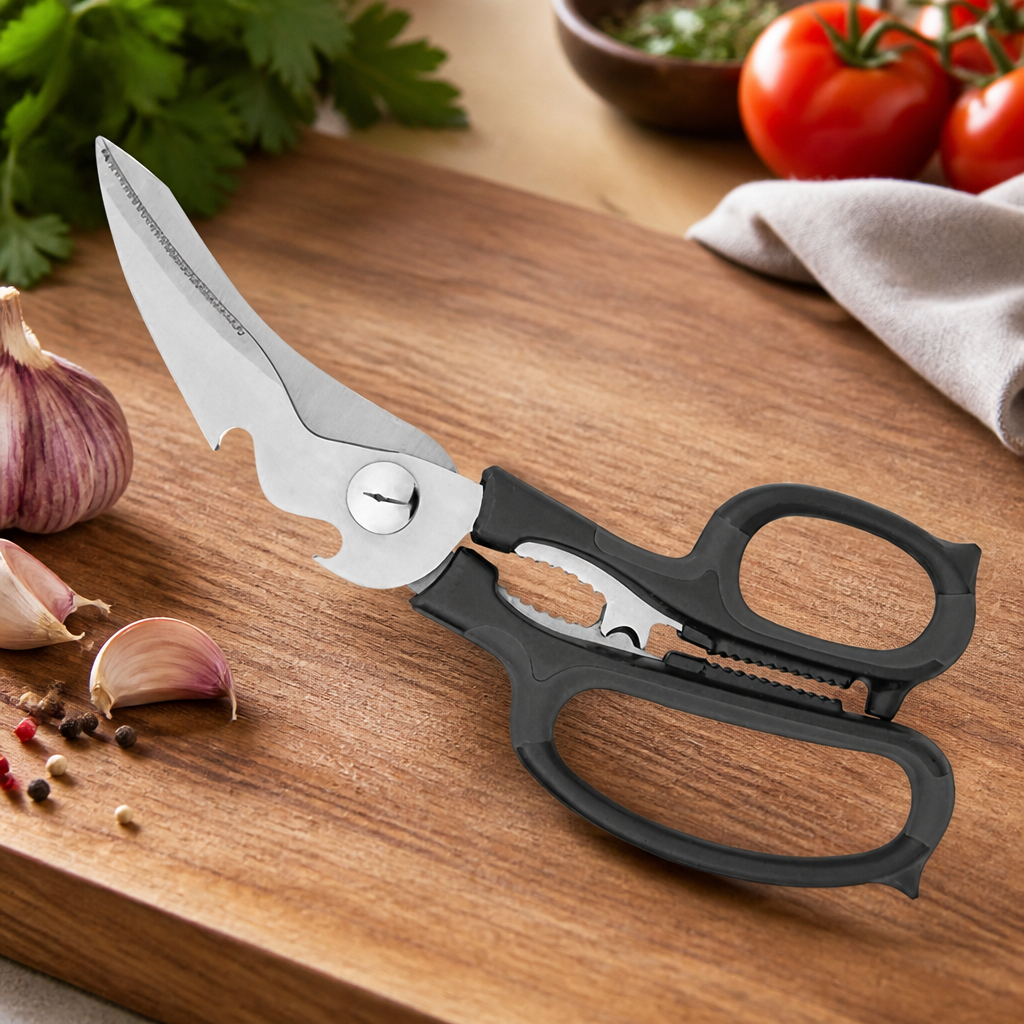 Commercial stainless steel kitchen scissors with ergonomic handle