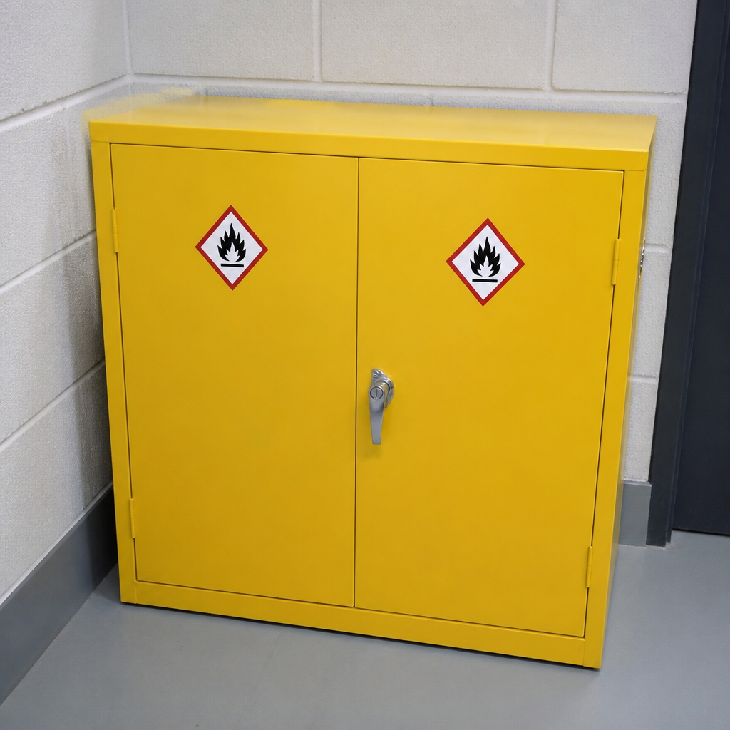 Commercial Lockable Cabinet Double Door 30Ltr Yellow
