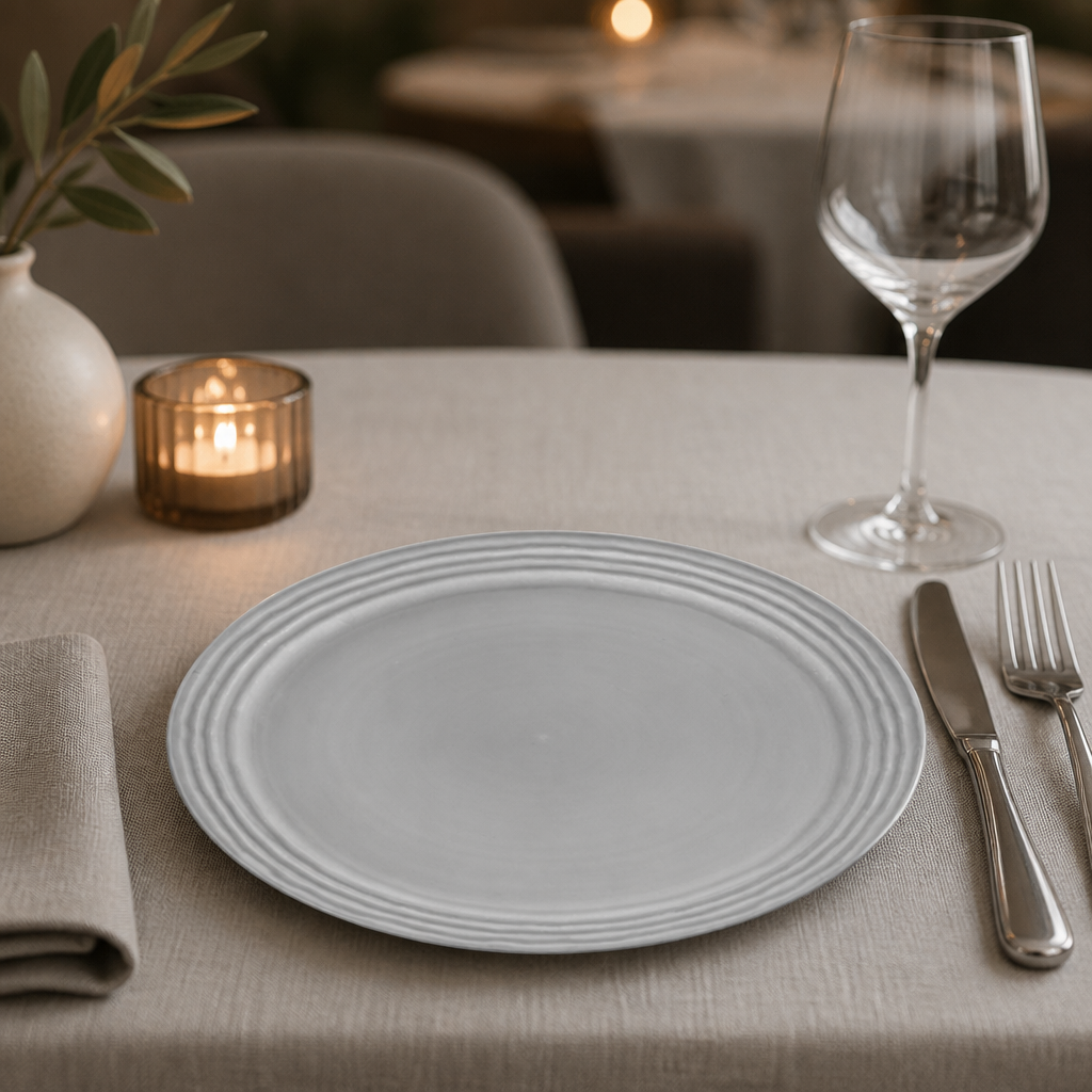 Commercial grey plates 254mm diameter - 12 pack