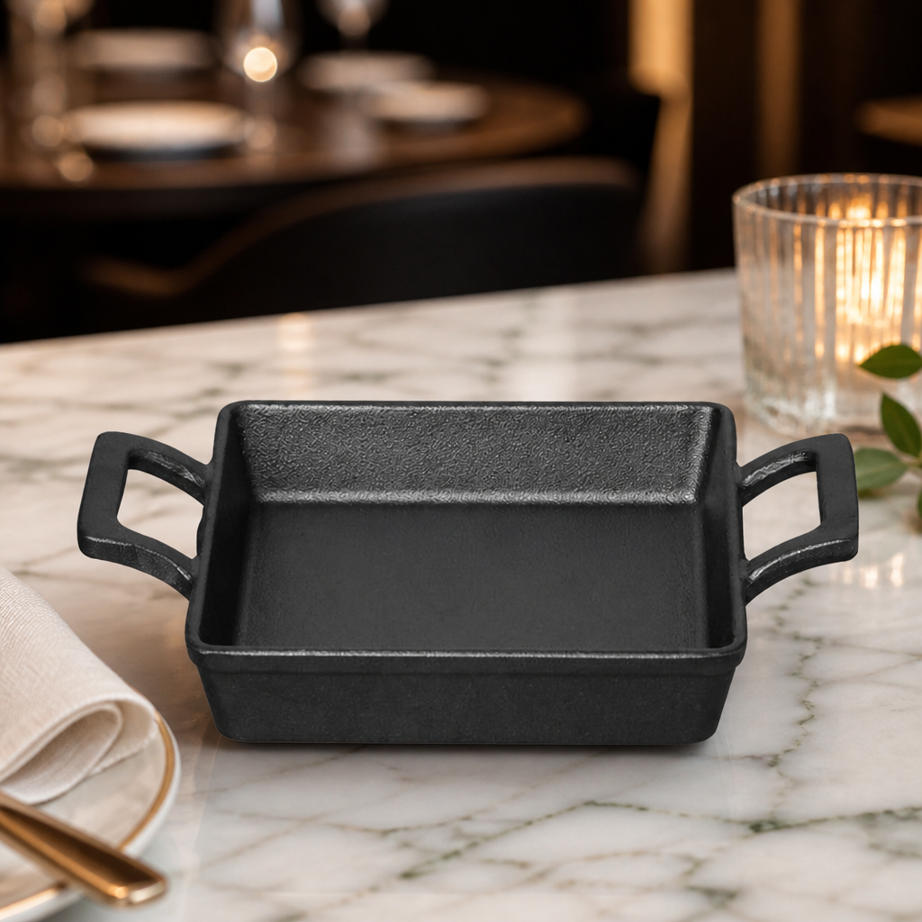 Commercial Cast Iron Square Eared Dish 130x130mm