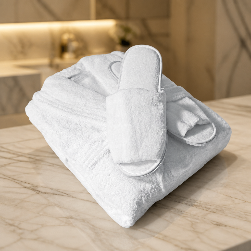 Large Cotton Spa Robe and Slipper Set for Commercial Use