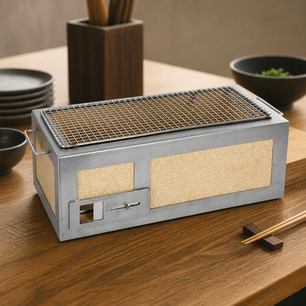 Medium Konro Grill with Stainless Steel Frame 210mm Height