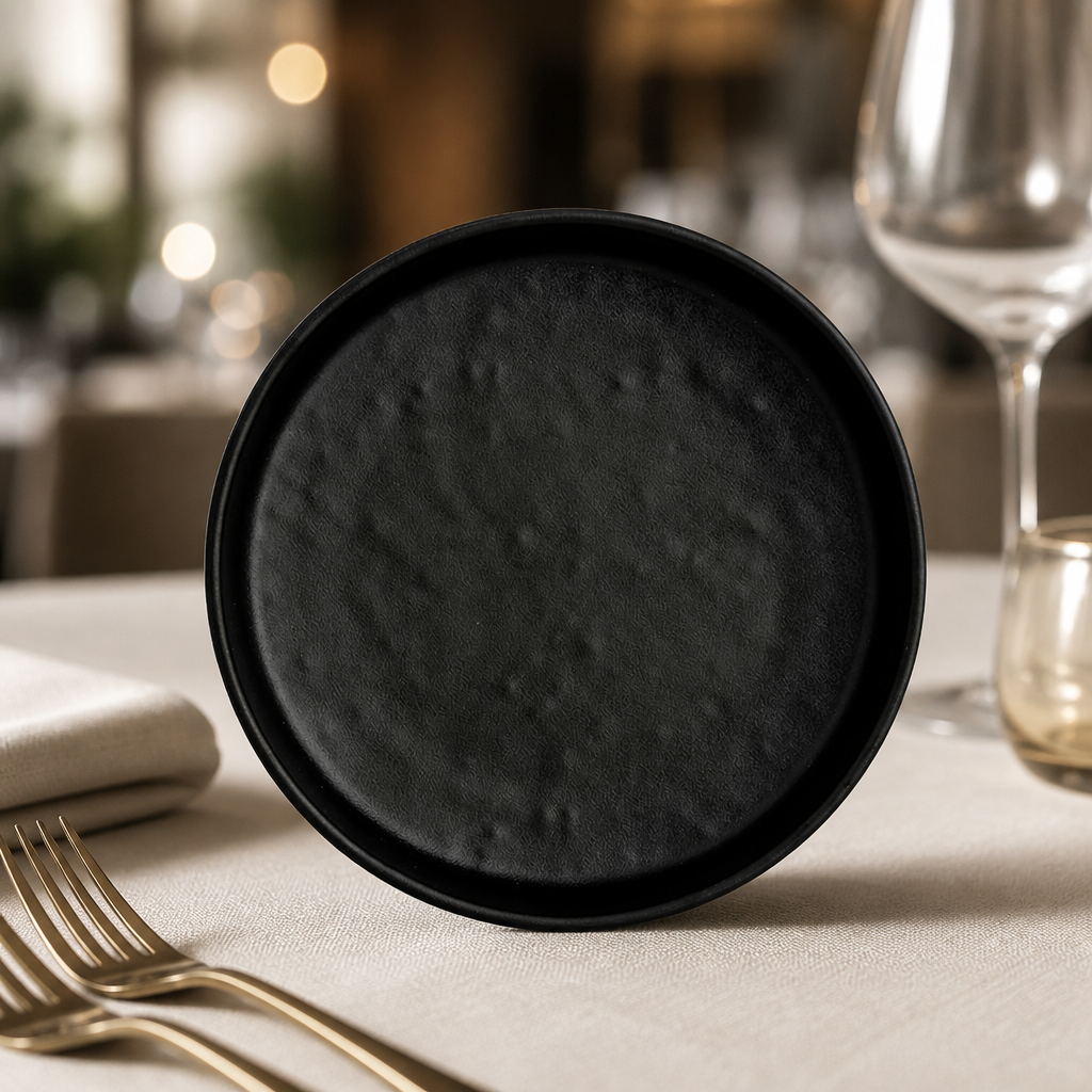 Commercial Melamine Round Plates 123mm Black 12 Pack