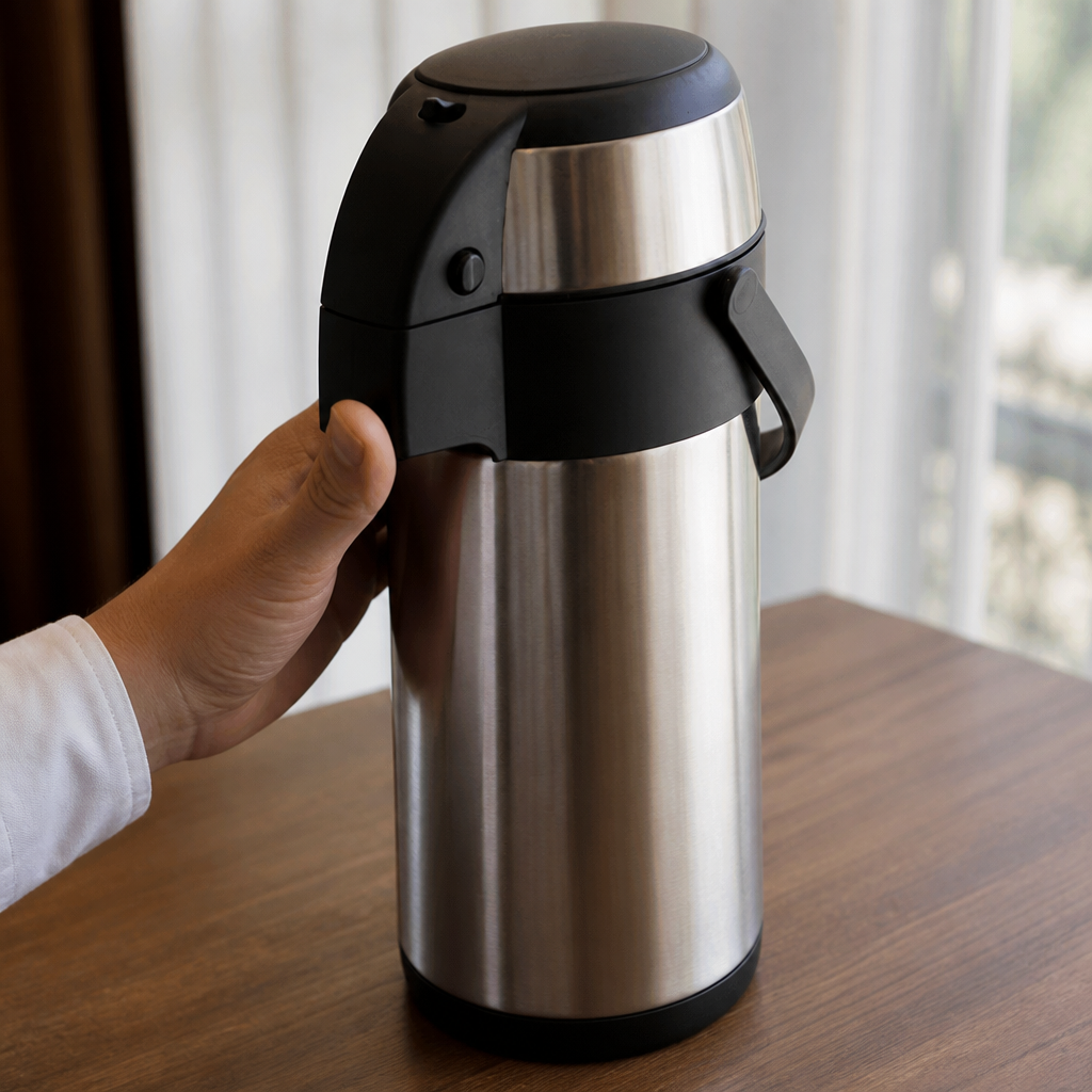 Commercial Pump Action Airpot 3L Stainless Steel Coffee Service
