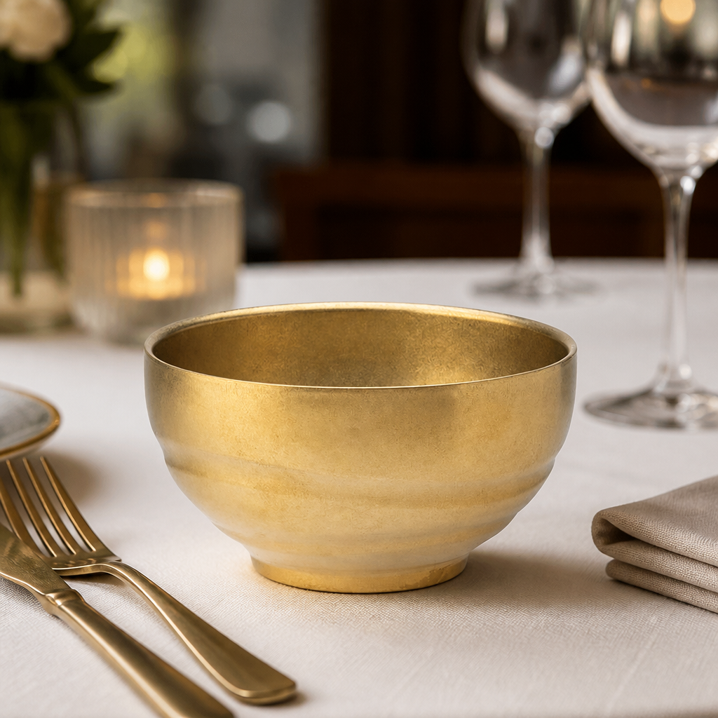 Pack of 6 Commercial Double Walled Bowls in Rumbled Gold