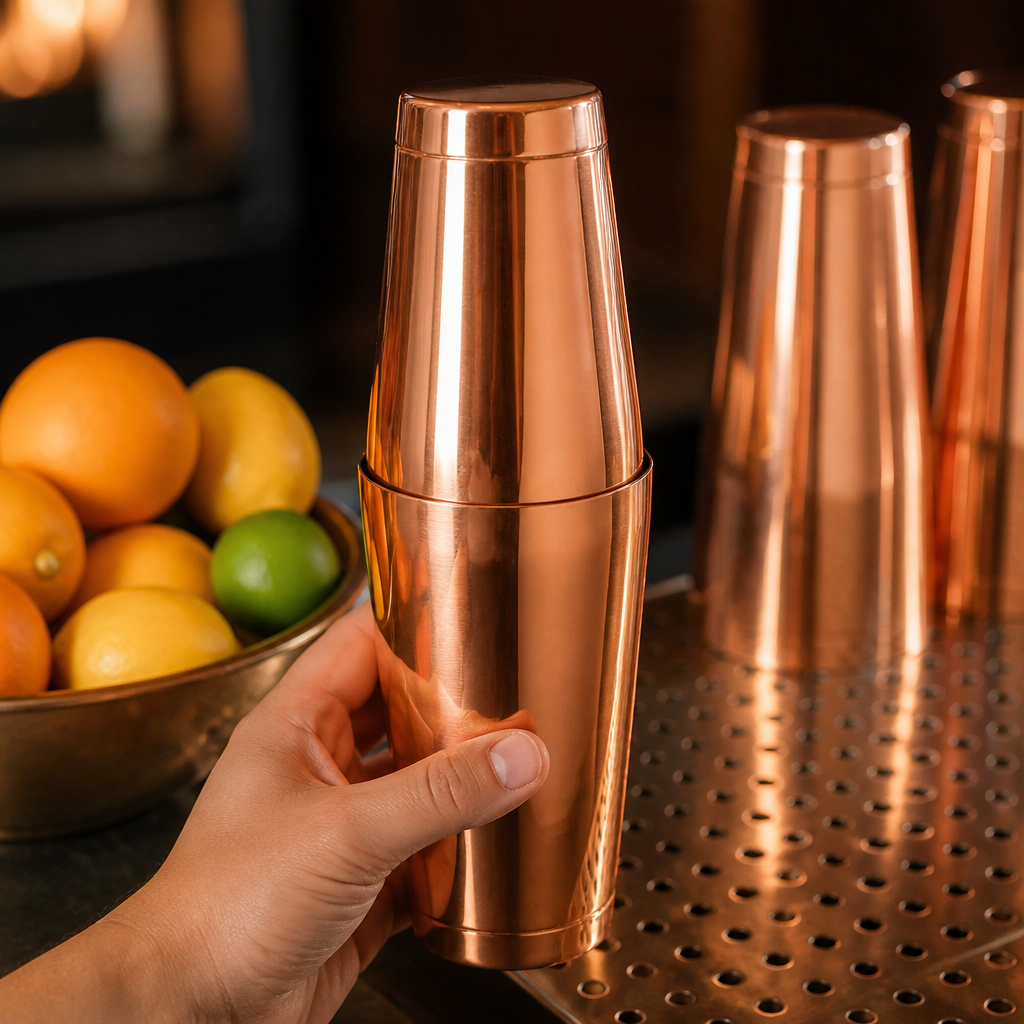 Copper Plated Boston Can Cocktail Shaker Set 18 oz & 28 oz