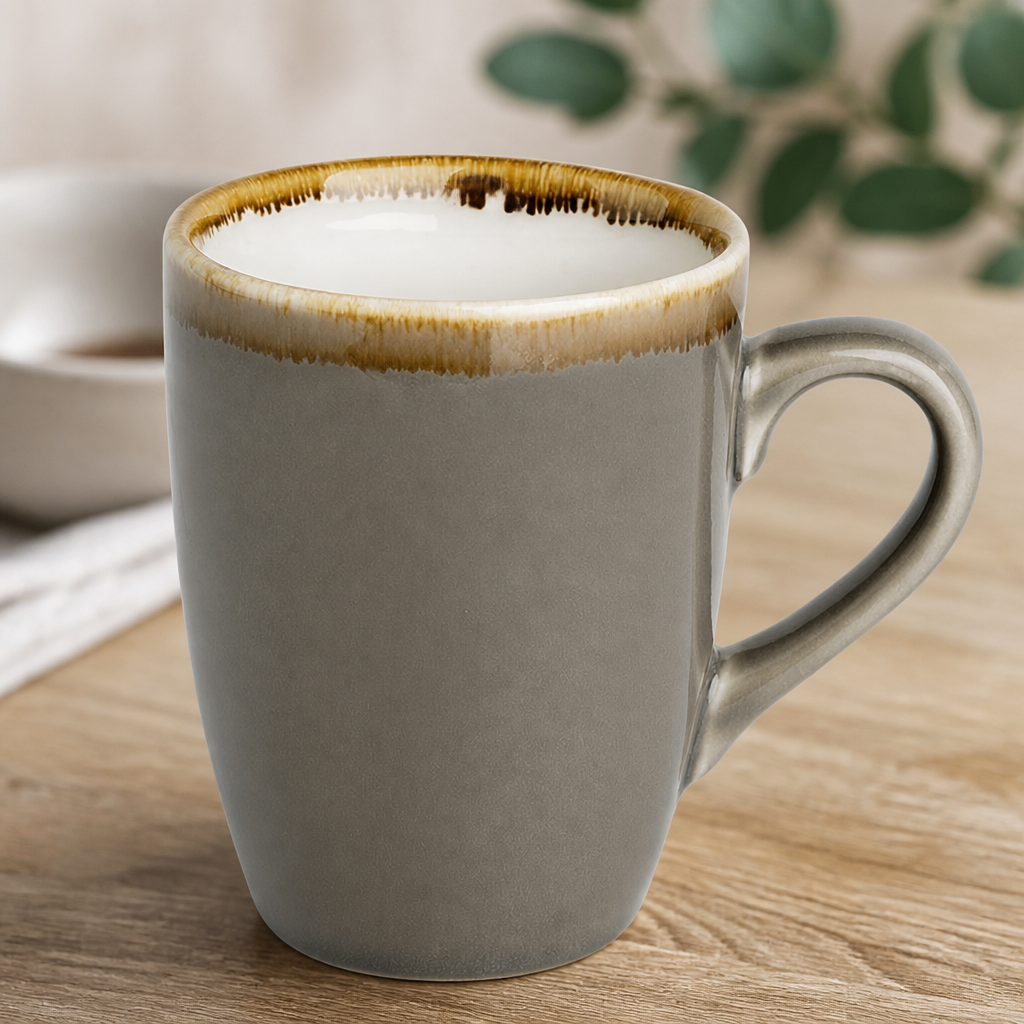340ml Commercial Mugs - Smoke Finish, 6 Pack for Cafes