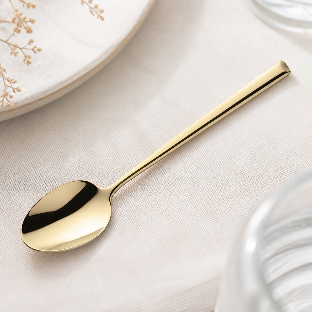 Commercial Gold Dessert Spoons Set of 12 Elegant Design