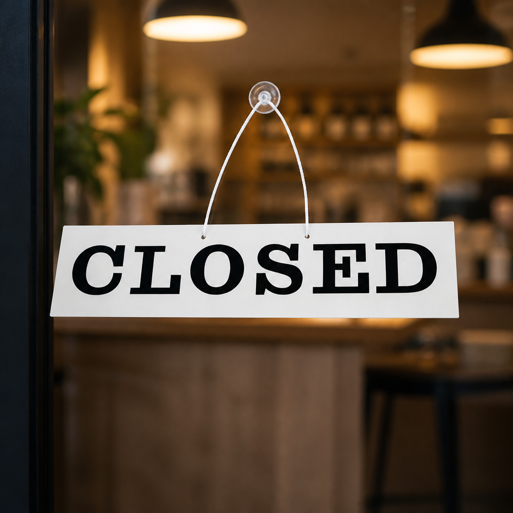 Reversible Open Closed Door Sign with Suction Fixing 76x150mm