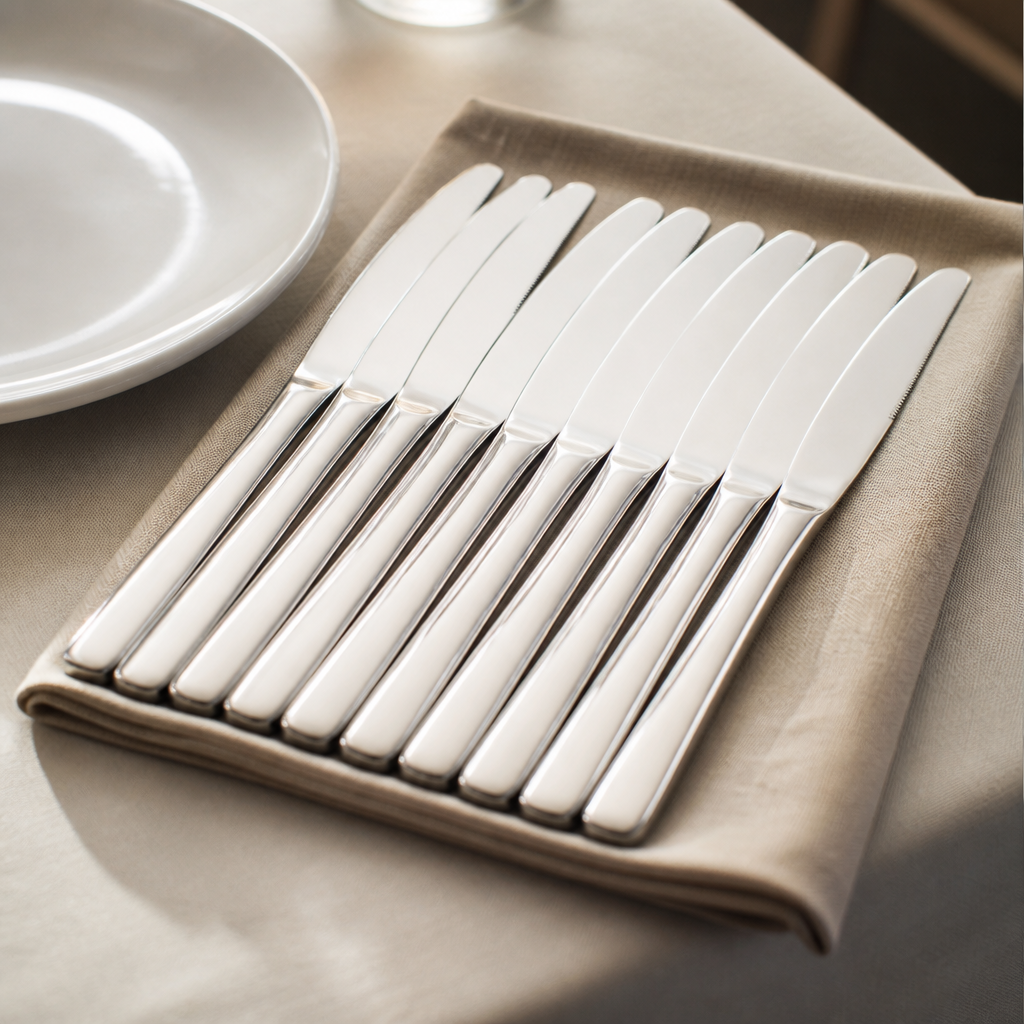 Set of 12 commercial dessert knives in 18/10 stainless steel