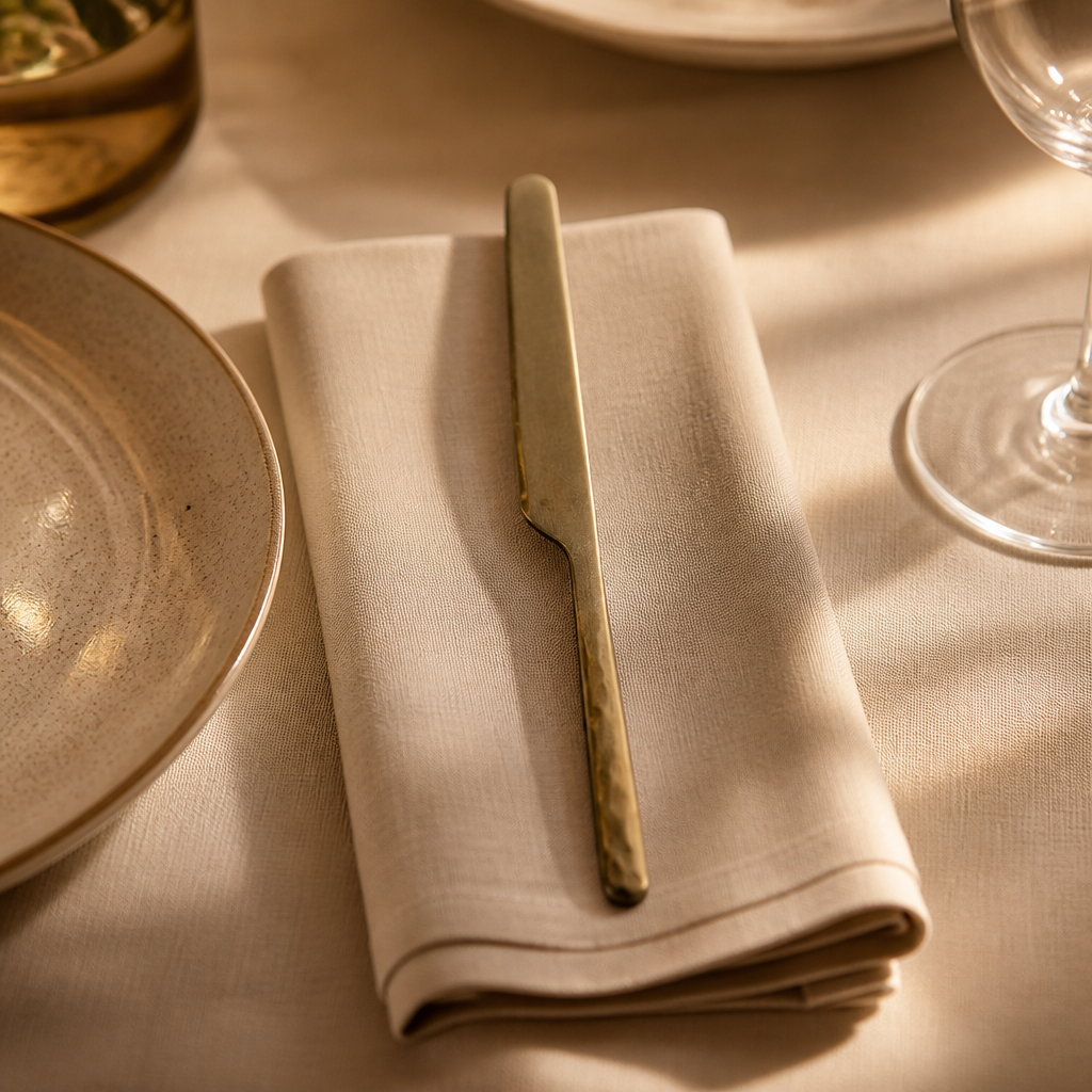Set of 12 Commercial Vintage Gold Table Knives in Stainless Steel