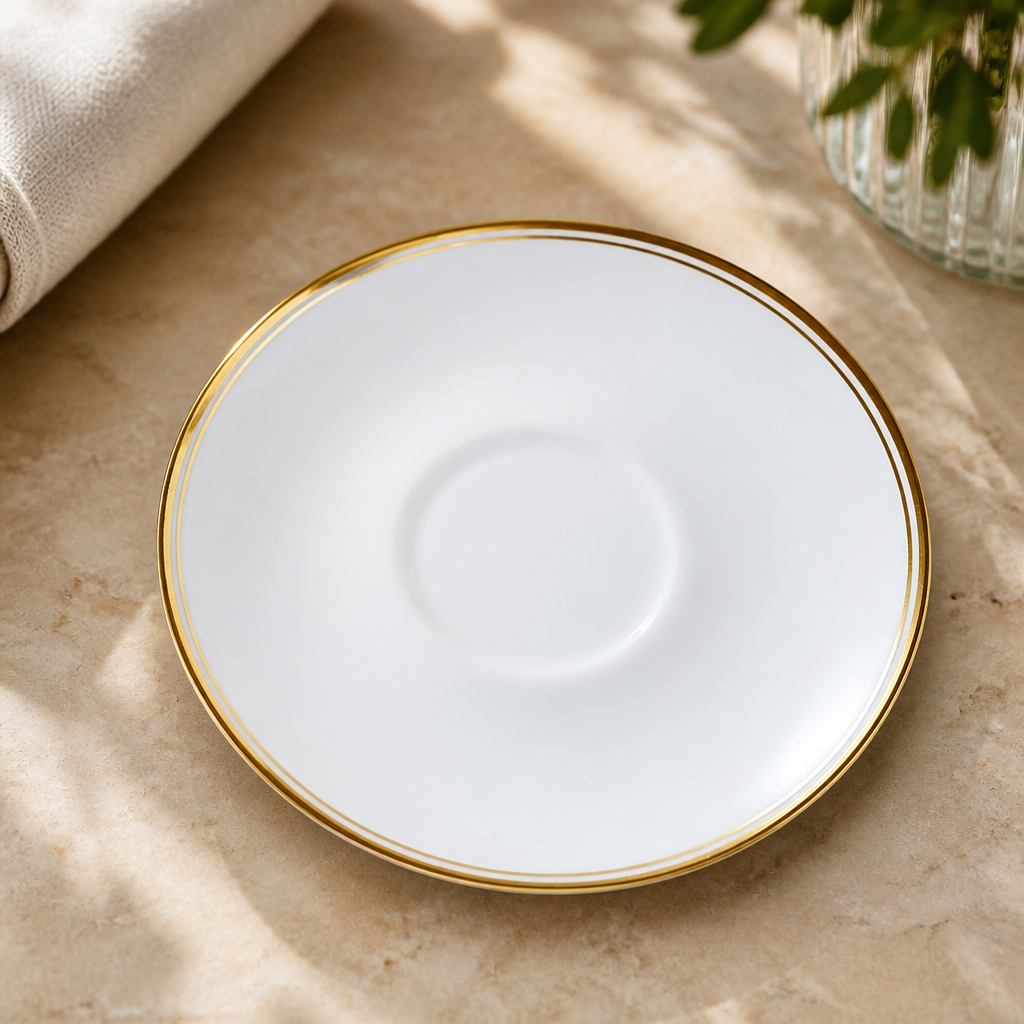 Commercial Bone China Burnished Gold Saucers 145mm 12 Pack