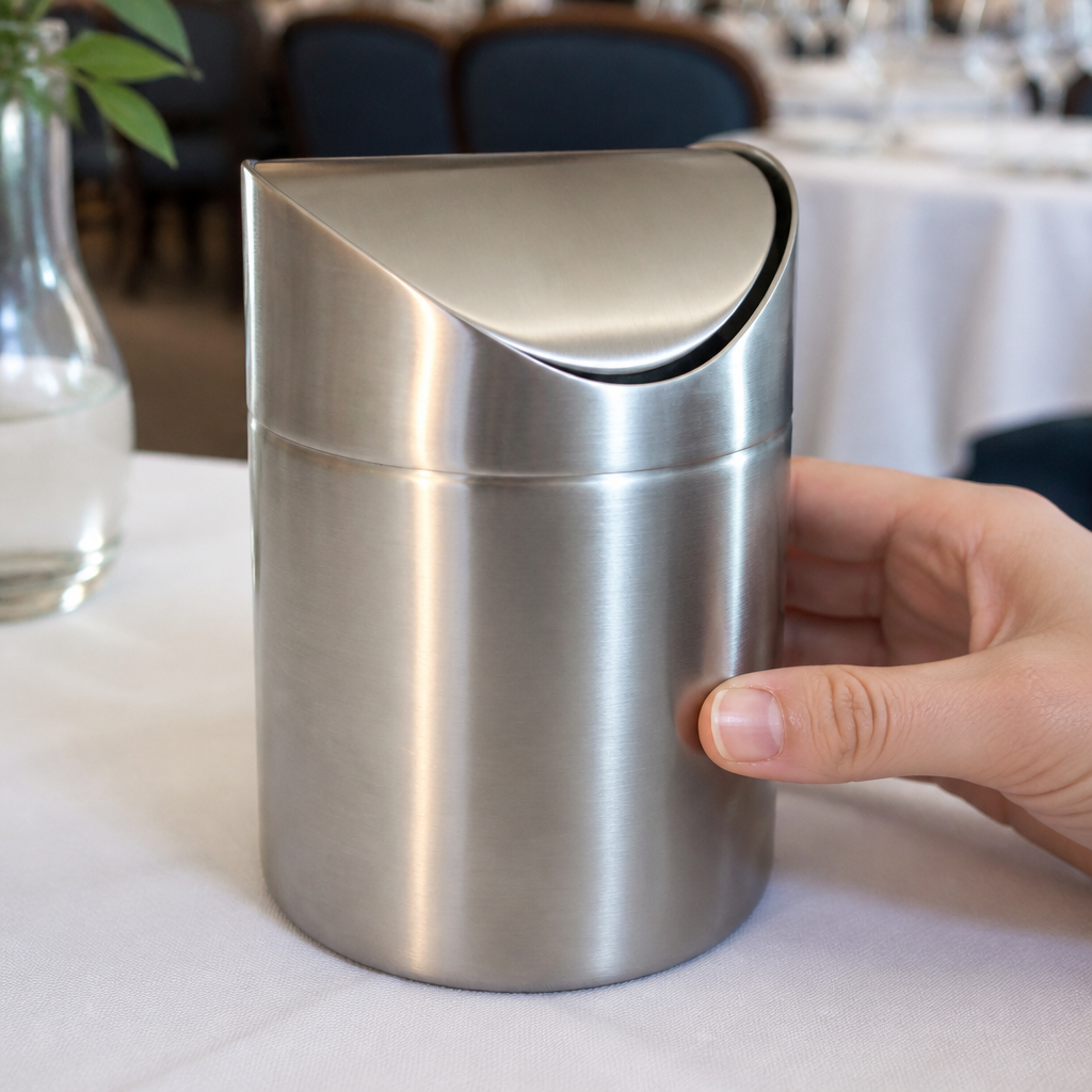 Commercial Tabletop Sachet Disposal Bin 168mm Tall Stainless Steel