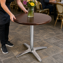 Commercial Round Dark Brown Table Top and Base Combo 600mm