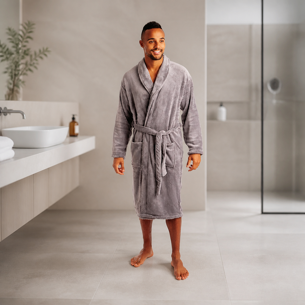 Commercial Spa Robe Grey with Pockets and Matching Belt