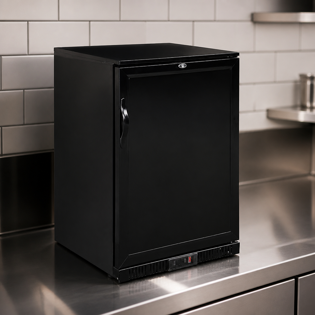 Commercial Back Bar Cooler 138Ltr Solid Door 900mm Height