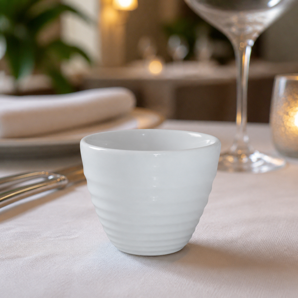 Commercial Porcelain Dip Pots 57ml - 12 Pack Ripple Effect