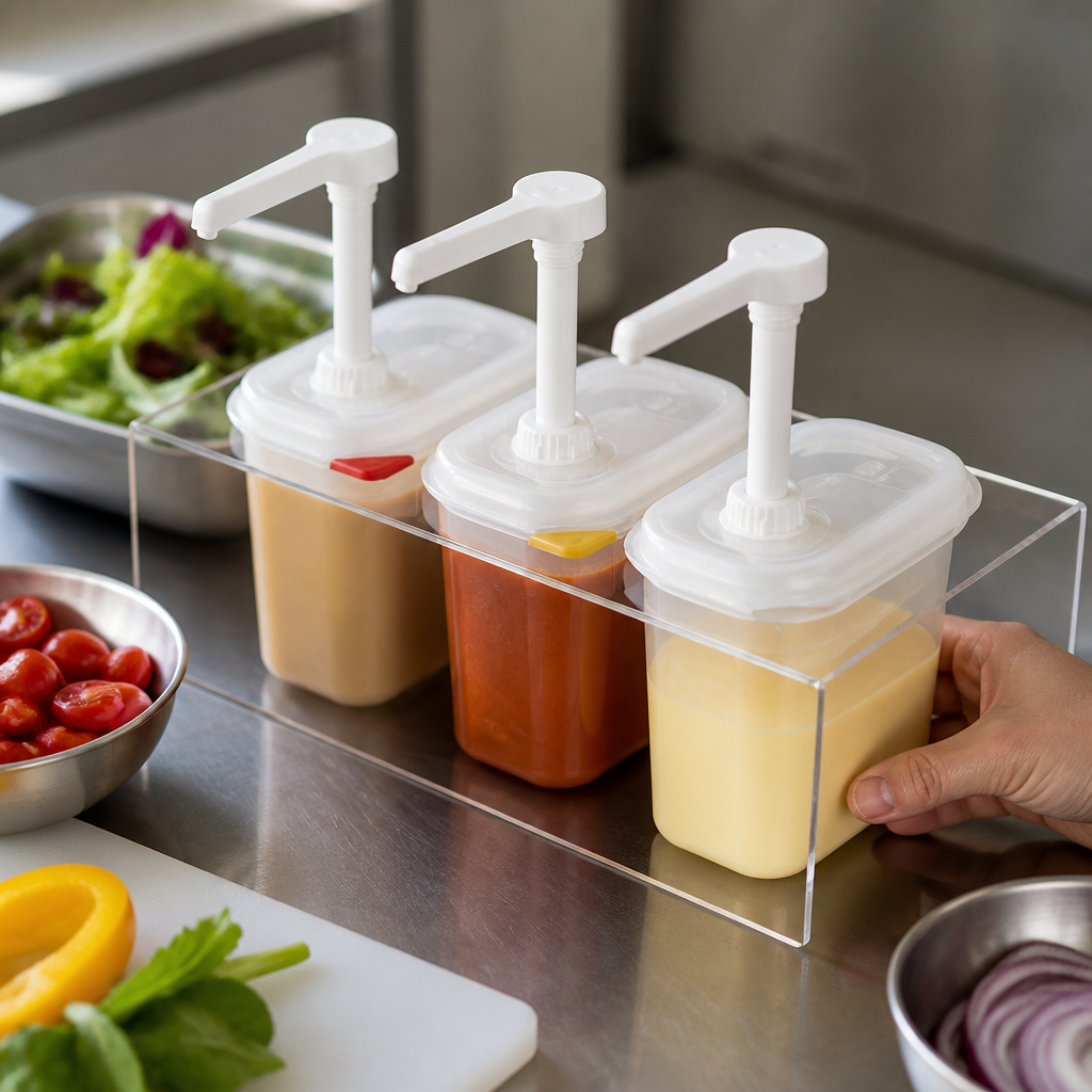 Commercial Sauce Dispensers with Pump 1.5Ltr - 3 Pack