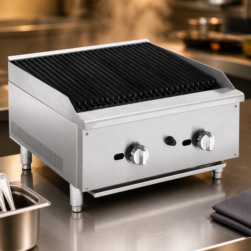 600mm Commercial Countertop Gas Chargrill in stainless steel
