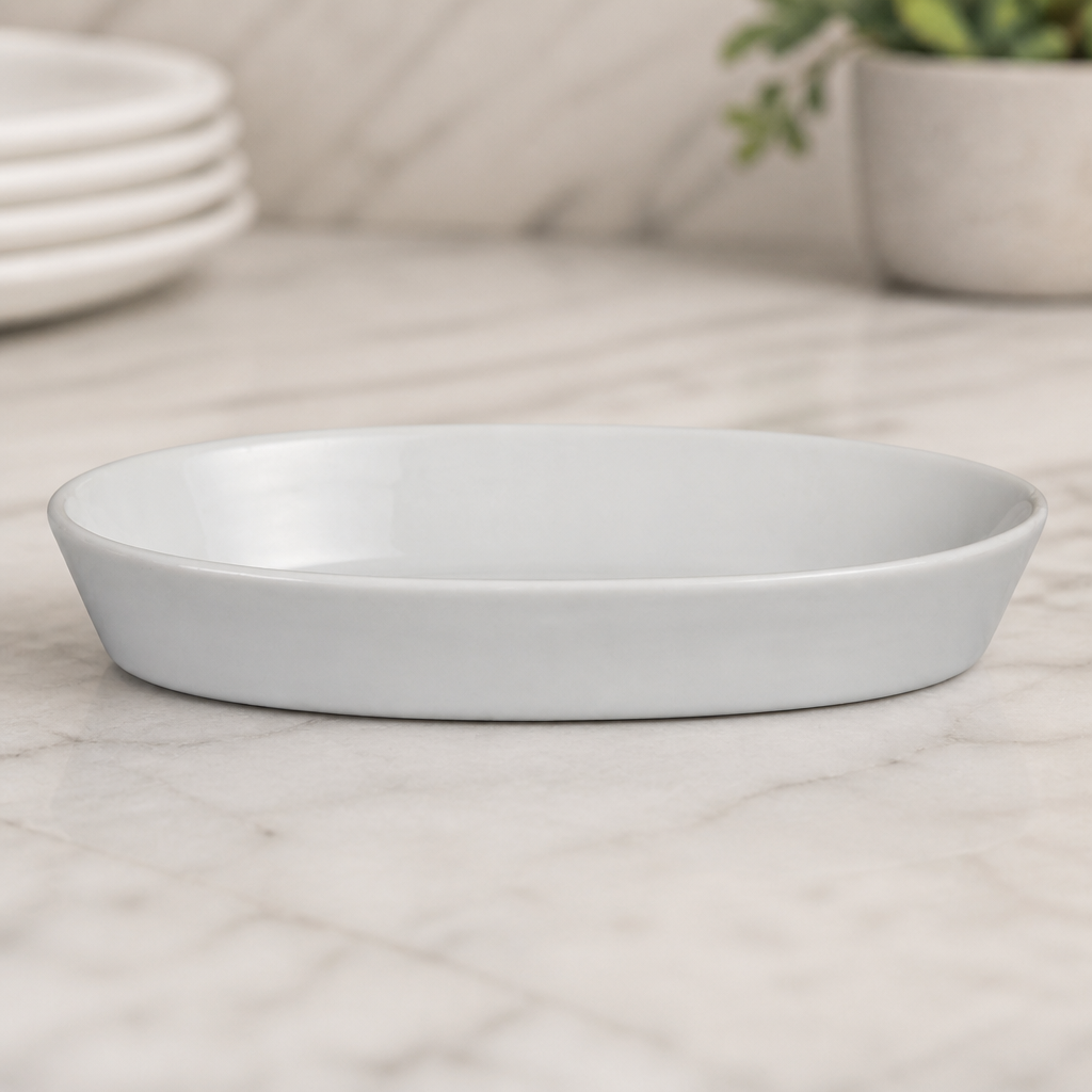 Commercial Oval Sole Dish 195x110mm Porcelain 6 Pack