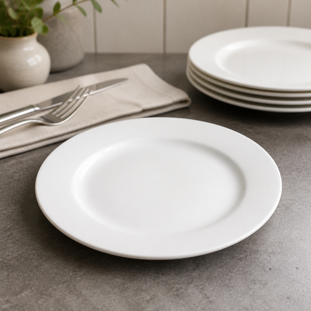 Commercial Classic Porcelain Wide Rim Plates 240mm 12 Pack