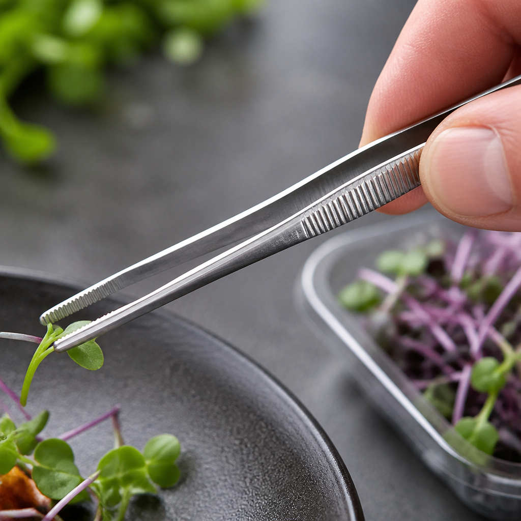160mm stainless steel micro tweezers for plating and garnishing